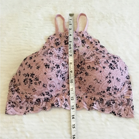 Pink Victoria’s Secret Pink/Black Lace Padded Push Up Bralette Sz.L - Picture 5 of 8